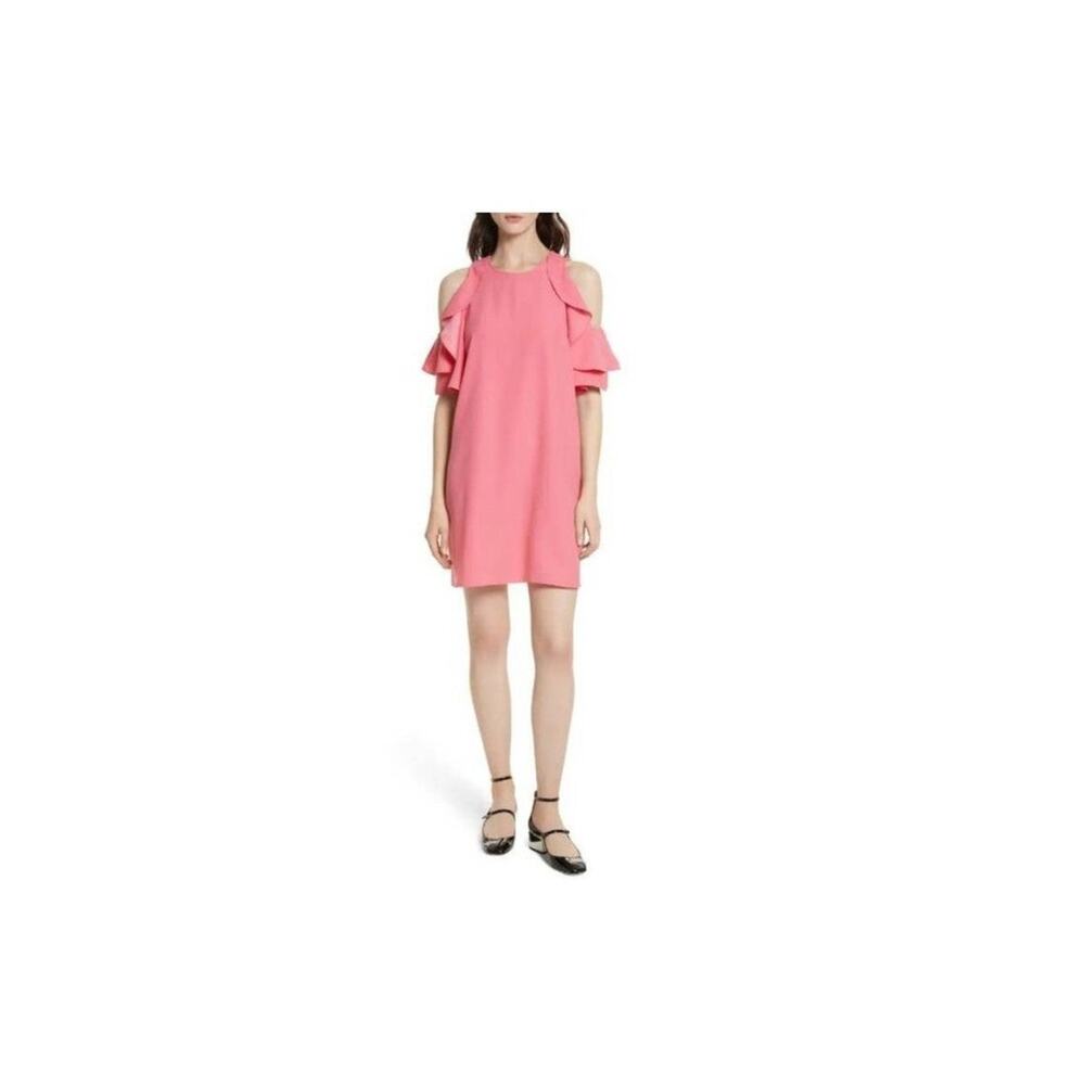 Kate spade petunia dress Sz S cold shoulder coral shift mini Rsvp $298 A17C